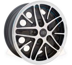 Wheel, alloy, EMPI COSMIC style, PCD 5x112, 15x 5.5'' ET20, black / polished, 8/1969-7/1992