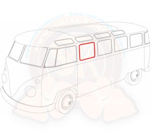 Seal, solid side (non-hinged) windows to body 3/1955-7/1967 unit