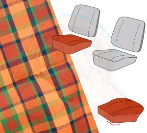 Bezug Sitzfläche Beifahrersitz, rot/orange, Westfalia Malaga / Helsinki, 8/1974-7/1979