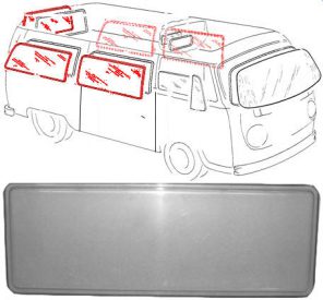 Thermo plastic glass double glazed 8/1967-7/1979 Westfalia, pack 5