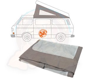 Telo per tetto a soffietto Westfalia, T3 5/1979-7/1983, grigio, 3 finestrelle, specifiche SERIAL-Kombi