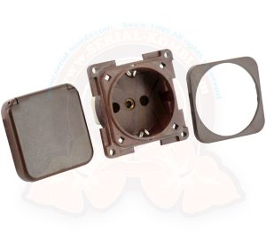 Toma empotrable interior, 230 voltios Marrón