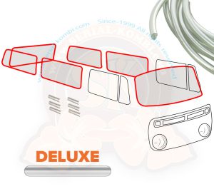 Completo kit de junta de ventana con clips y moldura plastico cromado 8/1967-7/1979