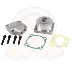 Oil pump 'filter flow' for additional oil filter, 32mm pinion for camshaft with 3 bolts, 1600cc single port, 8/1967-7/1970