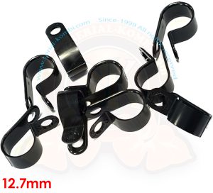 Abrazaderas R de nylon, negro, 12.7mm, 10 piezas