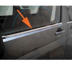 Moulures d'embellissement en inox poli, bas de vitres de portes avant T5 4/2003-8/2015 (la paire)