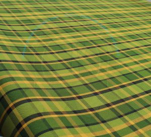 Tissu de siège Westfalia Vert/jaune (code 34 ou EB) avec doublure mousse, largeur 150cm (au mètre)