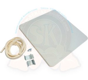 Abdeckung für Spüle, mit weißem Kantenschutz, Scharnieren und Schrauben, weiß-grau kariert, Westfalia, 8/1969-7/1973, 39.5 x 39.5 cm