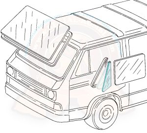 Opening quarter window glass left 5/1979-7/1992