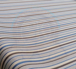 Westfalia Joker seat cloth material, backed fabric, brown/blue, 160cm wide, sold per meter, 5/1979-7/1992