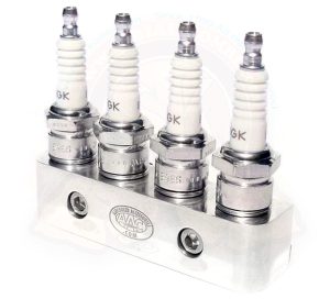 Porta-candele in alluminio lucidato ricavato dal pieno con bulloni di fissaggio inox 103x25x25mm