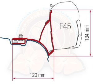 Montagewinkel für Fiamma Markise F45, paarweise, T5 4/2003-8/2015, T6 9/2015- ohne original VW aluminium Schiene