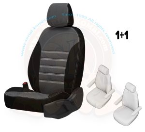 Seat cover set, driver and passenger seat, dark grey fabric, T6 9/2015-