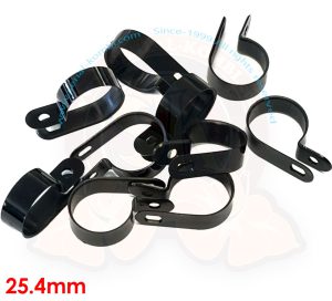 Abrazaderas R de nylon, negro, 25.4mm, 10 piezas