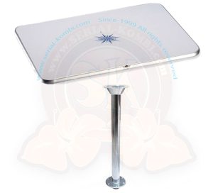 Tischset, HQ-Melaminplatte mit eloxiertem Aluminium-Abschlussprofil, weiß, 90cm x 60cm, Aluminiumfuß, Standfuß und Bein