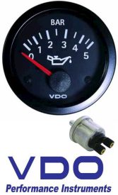 Indicatore pressione olio 0-5 bar VDO 52mm 1200cc-2000cc con fili di collegamento e sonda