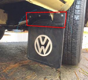 Mounting kit for 2 front mud flaps, to be screwed on the outriggers as per original, galvanised 8/1967-7/1979