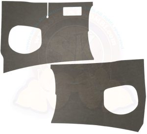 Panneaux plastiques gris devant les pieds, aspect granulé identique aux cartons d'origine, 3/1960-12/1962 (Boîte 8 fusibles) (la paire)