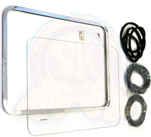 Ausstellfenster komplett, Aluminium poliert, Rahmen Glas Dichtung und Schrauben, 1950-7/1967