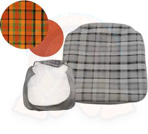 Bezug Sitzfläche Fahrer oder Beifahrersitz, rot/orange kariert, Westfalia, 8/1967-7/1974