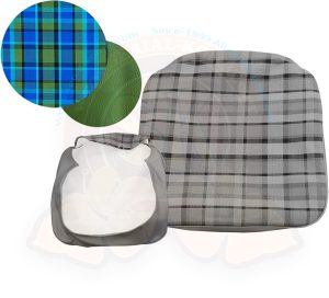 Bezug Sitzfläche Fahrer oder Beifahrersitz, blau/grün kariert, Westfalia, 8/1967-7/1974