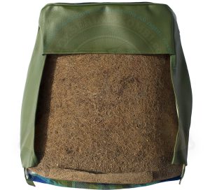 Bezug Sitzlehne Vordersitz, Rückseite offen, blau/grün kariert, Westfalia, 8/1974-7/1979