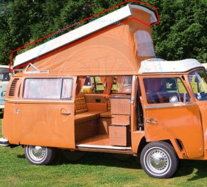 Aufstelldach, nackt, Glasfaser / Polyester mit weißem Gelcoat, Westfalia, 8/1973-7/1979