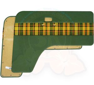 Türverkleidung innen, grün mit gelb/orange/grünem Stoffstreifen Westfalia, paarweise, 8/1967-7/1979 (42 clips nötig)