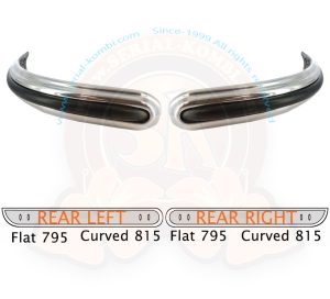 Bumper guards, Euro Deluxe, 9/1958-7/1965 rear, per pair, polished aluminum trim with mounting kit and black rubber