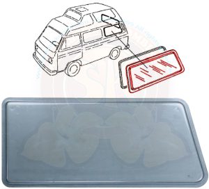 Thermofenster hinten links, Doppelverglastes Plexiglas grau, Westfalia Joker, 5/1979-7/1992 974x430mm