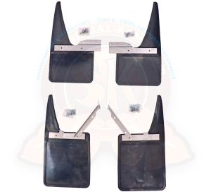 Schmutzfänger Kit wie original mit Edelstahl Haltern, vorne und hinten, 5/1979-7/1992