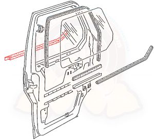 Raschiavetro esterno porta anteriore sinistra T4 9/1990-6/2003