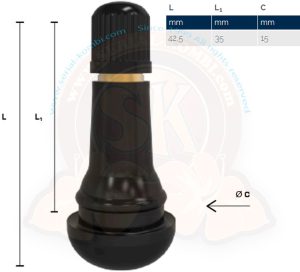Wheel rubber valve stem with cap, 11.5mm diameter