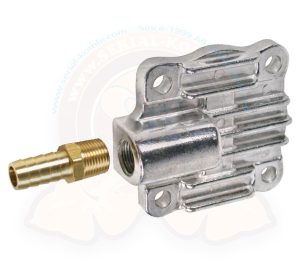 Oil pump cover, aluminium, with full flow outlet for external oil cooler, 1600cc-2000cc, 8/1967-7/1979