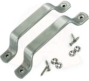 Tiradores interiores de puerta delantera 10/1965-7/1967 en aluminio pulido con kit de instalación (el par)