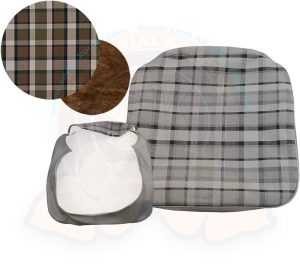 Bezug Sitzfläche Fahrer oder Beifahrersitz, braun/beige kariert, Westfalia, 8/1967-7/1974