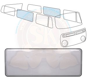 Thermo window double glazed plexiglas grey, centre side left or right, Westfalia  8/1967-7/1979