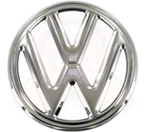 VW front badge, chrome metal, 8/1967-7/1972