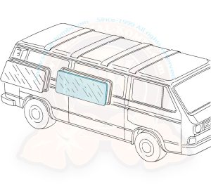Side middle window glass for sliding door 8/1984-7/1992 428 x 1052mm