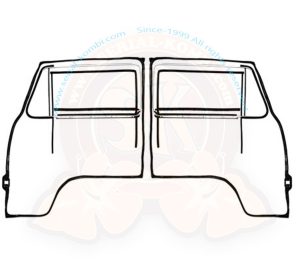 Seal kit for both front doors with seal for fixed quarter light, 8/1967-7/1979 with chromed outer shaft seal