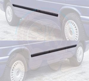 Schutzprofil für Karosserie zum ankleben, T4 1/1996-6/2003 kurzer Radstand, Edelstahl-Weichplastik Verbundstoff, schwarz (6 St.)