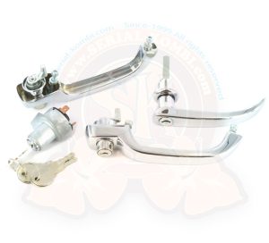 Handles kit, front doors, cab door, ignition, with 2 identical keys, pick-up double cab, 12/1963-7/1966