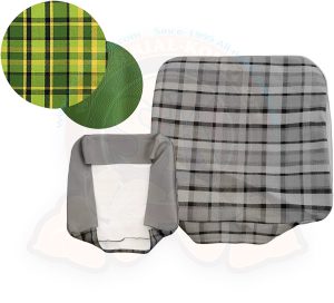 Rivestimento schienale sedile anteriore con retro aperto, verde/giallo Wesfalia per sedile 8/1967-7/1974