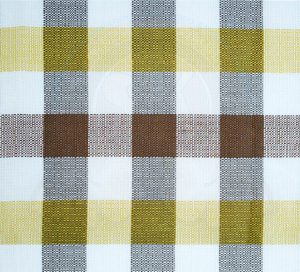 Stoff für Vorhang, braun/gelb/weiß kariert, Westfalia, Breite 148cm, Meterware