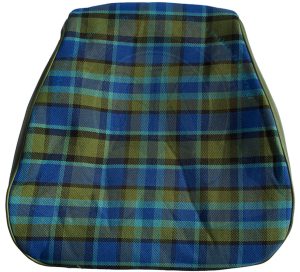 Bezug Sitzfläche Fahrer oder Beifahrersitz, blau/grün kariert, Westfalia, 8/1974-7/1979