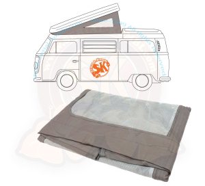 Lona de techo elevable Westfalia, T2 8/1967-7/1973 gris 3 ventanas, especificaciones SERIAL-Kombi