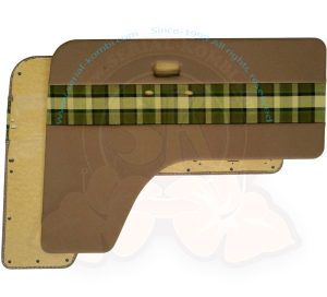 Türverkleidung innen, braun mit beige/braunem Stoffstreifen, Westfalia, paarweise, 8/1967-7/1979 (42 clips nötig)