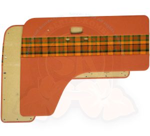 Türverkleidung innen, orange mit rot/orangenem Stoffstreifen Westfalia, paarweise, 8/1967-7/1979 (42 clips nötig)