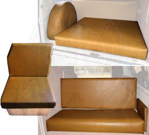 Kit completo 7 pezzi rivestimenti interni skaï giallo senape Westfalia 8/1970-7/1972 sedile singolo opposto al senso di marcia con schienale alto