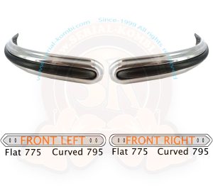 Bumper guards, Euro Deluxe, 9/1958-7/1967 front, per pair, polished aluminum trim with mounting kit and black rubber